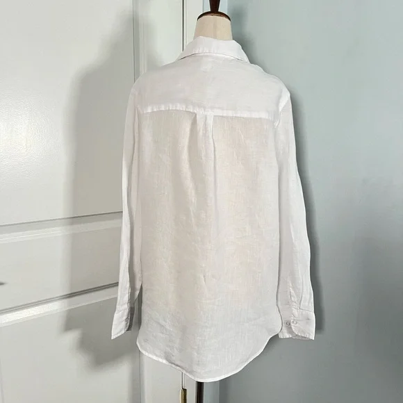 H&M 100% linen white essential Button Down Shirt size S - Picture 9 of 10